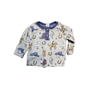 Tesa Babe Boys Long‎ Sleeves Shirt 9-12 Western Cowboy Bamboo